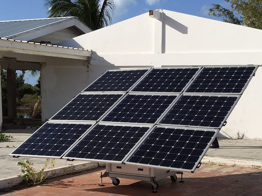 The rear of the sun2go xl off-grid solar solution.